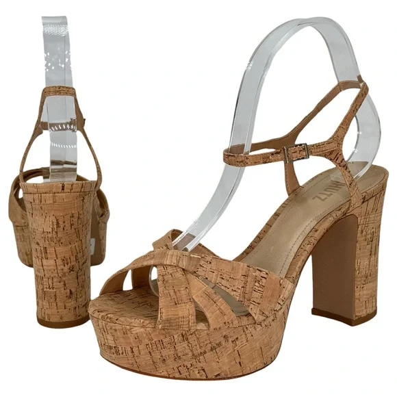 Schutz Keefa Tan Cork Womens Platform Heels Size 9.5M - Picture 12 of 16